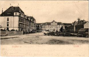 1906 Lőcse, Levoca; Erzsébet tér, Törvényszék, leányiskola. Singer kiadása / square, court, girls' school (EK)