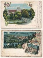 2 db RÉGI (1905 előtti) külföldi litho város képeslap: Verőce, Bad Radkersburg / 2 pre-1905 foreign litho town postcards: Virovitica, Bad Radkersburg