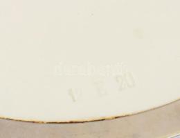 Szecessziós stílusú fajanszbetétes kínálótál, kopással, d: 23 cm