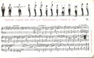 Floor exercise instructions for the 5th National Sokol Championship in Praha with sheet music