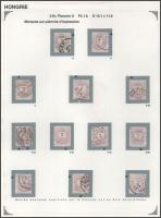 1881 2kr II. típus 12 db bélyeg, klf vésés-, gyöngy-, háromszögjavításokkal és karcokkal, fogazatvariációkkal, elfogazással, aranyérmes kiállítási lapon ívhelyre azonosítva (ex Orbán, ex Sebestyén)