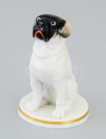 Jelzett mopsz figura, hibátlan, m: 8,5 cm
