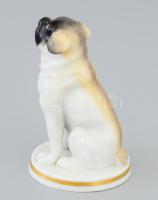 Jelzett mopsz figura, hibátlan, m: 8,5 cm
