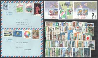 Japán 260 db bélyeg 3 stecklapon + 3 db modern blokk + 8 db légiposta küldemény