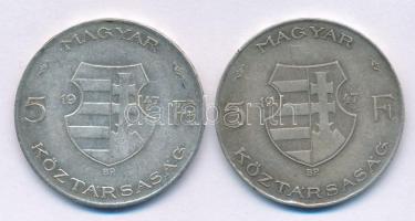 1947. 5Ft Ag "Kossuth" (2x) T:F patina Adamo F8.1