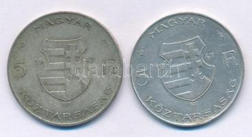 1947. 5Ft Ag "Kossuth" (2x) T:VF patina Adamo F8.1