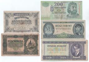 10db-os magyar bankjegytétel, közte 1990. 500Ft T:F,VG