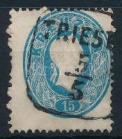 1861 15kr elfogazva "TRIEST" (enyhe papírelvékonyodás / slightly thin paper)