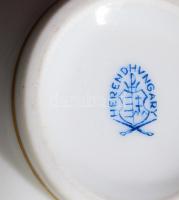 Herendi virágcsokor mintás váza m: 16 cm + kis fedeles váza lepattanással, m: 9 cm, jelzett