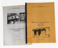 1998 Halászbástya Schulek lépcső alsó támfal rekonstrukció kiviteli terv. Bp., 1998., Épület - Kőfaragó Kft, 8 sztl. lev.+11 (fotóanyag) t. + 7 (rajzok) t. + 1 sztl. lev. +11 p. Aláírásokkal. Spirálkötésben, foltos, hullámos lapokkal, az utolsó lap a borítóhoz ragadt. Rossz állapotban. + 1999 Halászbástya Schulek lépcső alsó keresztág rekonstrukció kiviteli terv. Bp., 1999., Épület - Kőfaragó Kft, 3 sztl. lev. +9 p.+2 sztl. lev. +15 (képanyag) t. + 7 (rajzok) t. +1 (táblázat) t. +3 (rajzok) t. + 21 sztl. lev. Spirálkötésben, foltos, hullámos lapokkal, az utolsó lap a borítóhoz ragadt. Rossz állapotban.