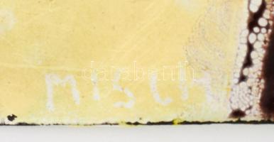 Misch Ádám (1935-1995): Színes alak (cím nélkül), 1960-65 körül. Tűzzománc, fémlemez, jelezve balra ...