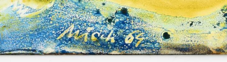 Misch Ádám (1935-1995): Női akt, 1964. Tűzzománc, fémlemez, jelezve jobbra középen (Misch 64), 20x10...