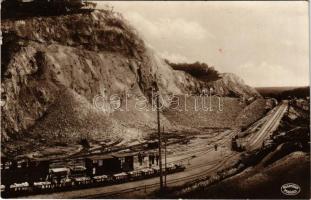 1934 Miskolctapolca, Görömbölytapolca, Görömbölyi-Tapolca, Tapolca (Miskolc); Tapolczai mészkőbánya, iparvasút, csillék. Rosenblatt művészeti fényképészete