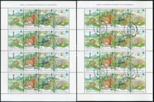 1995-1996 Természetvédelem 5 db postatiszta és 5 db pecsételt teljes ív + Magyar bélyeg- és postatörténeti világtalálkozó 5 db teljes ív (30.000)