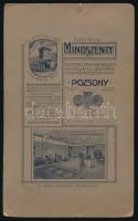 cca 1910 Férfiak műtermi csoportképe, keményhátú fotó Mindszenty pozsonyi műterméből, hátoldalon a m...