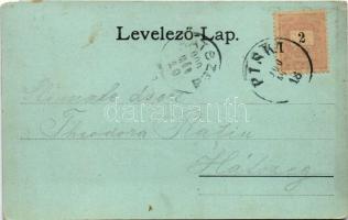 1900 Piski, Simeria; látkép este holdfényben. Főző József kiadása / general view at night in moonlig...