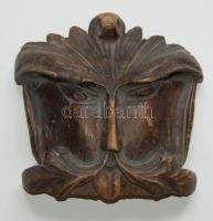 XIX. sz. antik stilizált oroszlánfej-faragvány / Carved wood lion-head 13x13 cm