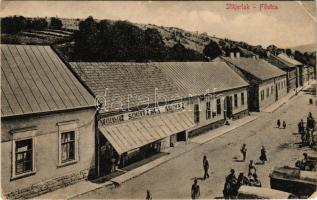 1922 Stájerlak, Staier, Steierdorf; Fő utca, piac, Schneitzer áruháza és kiadása / main street, shop, market (EB)