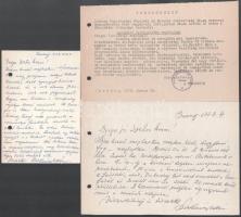 1977 id. Szathmáry Zoltán (1901-1989) helytörténész, amatőr régész, régiséggyűjtő, múzeumalapító levele, levelezőlapja, jegyzőkönyv