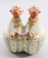 Kiss Roóz Ilona (1920-2010): Éneklő pár váza. Jelzett, minimális kopással, 18x21 cm