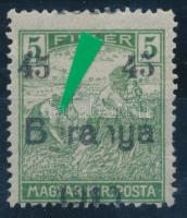 Baranya I. 1919 Arató 45/5f hiányos Baranya felülnyomással, Bodor vizsgálójellel
