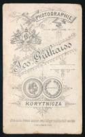 cca 1890-1900 Fiatal hölgy jelmezben, vizitkártya Jos. Gutkaiss koritnicai (Koritnyica, Korytnicza) ...