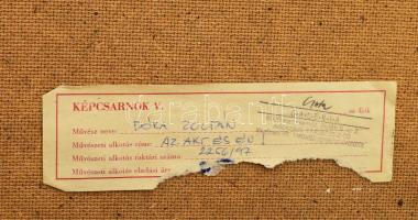 Dóka Zoltán (1954-?): Az akt és én. Olaj, farost, jelezve jobbra lent. Hátoldalán Képcsarnok Vállala...