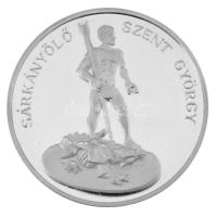 DN "Sárkányölő Szent György / Police - Rendőrség" peremen jelzett Ag emlékérem, kapszulában és műanyag dísztokban (34,02/0.925/42,5mm) T:PP fo,