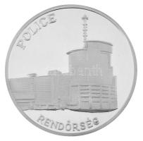 DN "Sárkányölő Szent György / Police - Rendőrség" peremen jelzett Ag emlékérem, kapszulába...