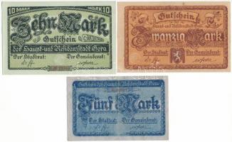Német Birodalom / Weimari Köztársaság / Gera 1919. 5M + 10M + 20M T:AU-F German Empire / Weimar Republic / Gera 1919. 5 Mark + 10 Mark + 20 Mark C:AU-F