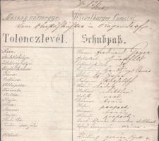 1868 Mosony vármegye, Tolonczlevél, bejegyzésekkel