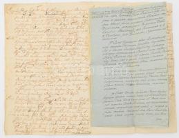 1774 Magyar - latin nyelvű levél, 4 sztl. lev. Vízkeletről Aradi Ferenc pozsony vármegyei szolgabíró aláírásával. + 4 oldalas kapcsolódó latin nyelvű okirat