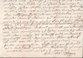 1850 Komárom, kézzel írt levél viaszpecséttel