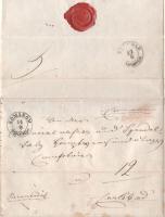 1850 Komárom, kézzel írt levél viaszpecséttel