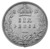 Nagy-Britannia 1887. 6p Ag "Viktória" (2,81g) T:XF Great Britain 1887. 6 Pence Ag "Vi...