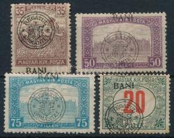 Kolozsvár 1919 4 db bélyeg eltolódott felülnyomással, Bodor vizsgálójellel