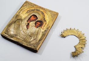 Szűzanya a kis Jézussal, modern ikon, levált glóriával 23x18 cm