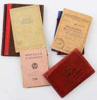 Vegyes okmány tétel, össz. 12 db: Magyar Szabadságharcos Szövetség körvezető igazolvány, MNDSZ tagsági könyv, személyazonossági igazolvány postaalkalmazott részére, munkakönyvek, stb.