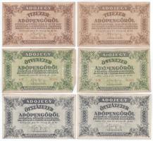 1946. 10.000AP sorszámos, vízjeles (2x) + 50.000AP sorszámos, vízjeles (2x) + 500.000AP sorszám és vízjel nélkül (2x) T:F