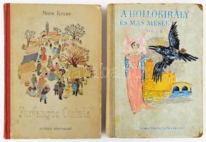 2 db régi mesekönyv: A Hollókirály és más mesék. Bp., é.n., Móra. + Móra Ferenc: Furfangos Cintula. Bp., 1954, Ifjúsági Könyvkiadó. Szövegközi illusztrációkkal. Kiadói kopottas félvászon-kötésben, egyik kötetben színezéssel, másikban tulajdonosi névbejegyzéssel.