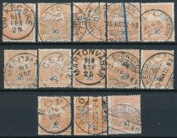 1900-1913 13 db Turul bélyeg szép / olvasható bélyegzésekkel