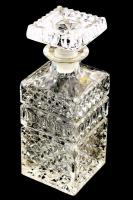 Kristály whiskey üveg, dugón lepattanással, m: 23,5 cm