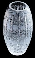 Ólomkristály váza, jelzés nélkül, gazdag csiszolással, m: 22 cm