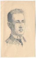 Honti Nándor (1878-1961): Gerő András vagy Béla, Gerő Ödön (1863-1939) műkritikus, író egyik fiának fiatalkori portréja, 1919. Ceruza, papír. Jelzett. 12x7,5 cm