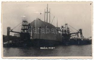 1936 Braila, Port with "AUSTVARD" Norwegian cargo steamship. photo