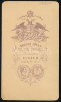 cca 1870 Női portré, keményhátú fotó Borsos József pesti műterméből, 10,5×6,5 cm