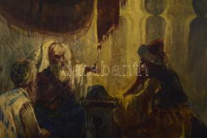 Jelzés nélkül, feltehetően 1920-1940 körül: Társaság. Olaj, vászon. Apró felületi sérüléssel. Dekora...