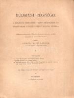 Budapest régiségei. A főváros területén talált műemlékek és történelmi nevezetességű helyek leírása. Szerkeszti Gömöri Havas Sándor. II. évfolyam. Budapest, 1890. A főváros kiadása (Franklin-Társulat ny.) 160 p. + 2 térkép (egy színes, egy kihajtható). "Budapest régiségei" címmel a fővárosi közgyűlés 1889. évi 506. számú határozata alapján 1889-ben indult meg főváros régészeti szakfolyóirata. Az évente közzétett tanulmánygyűjtemény II. évfolyamkötete - példányunk - döntően az aquincumi ásatásokkal foglalkozik, mely Gömöri Havas Sándor (1822-1894) jogász, a lap szerkesztője kezdeményezésére indult meg. Oldalszámozáson belül néhány régészeti illusztrációval és ásatási alaprajzzal. A címlapon régi katalógusszám. Fűzve, kiadói borítóban, felvágatlan, jó példány.
