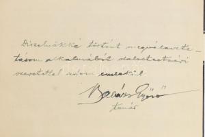 Balázs Győző miskolci zenetanár és költő dedikált kottája