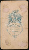 cca 1865 Előkelő úr tajtékpipával, vizitkártya Baksa Lajos szatmári műterméből, a hátoldalon ragaszt...